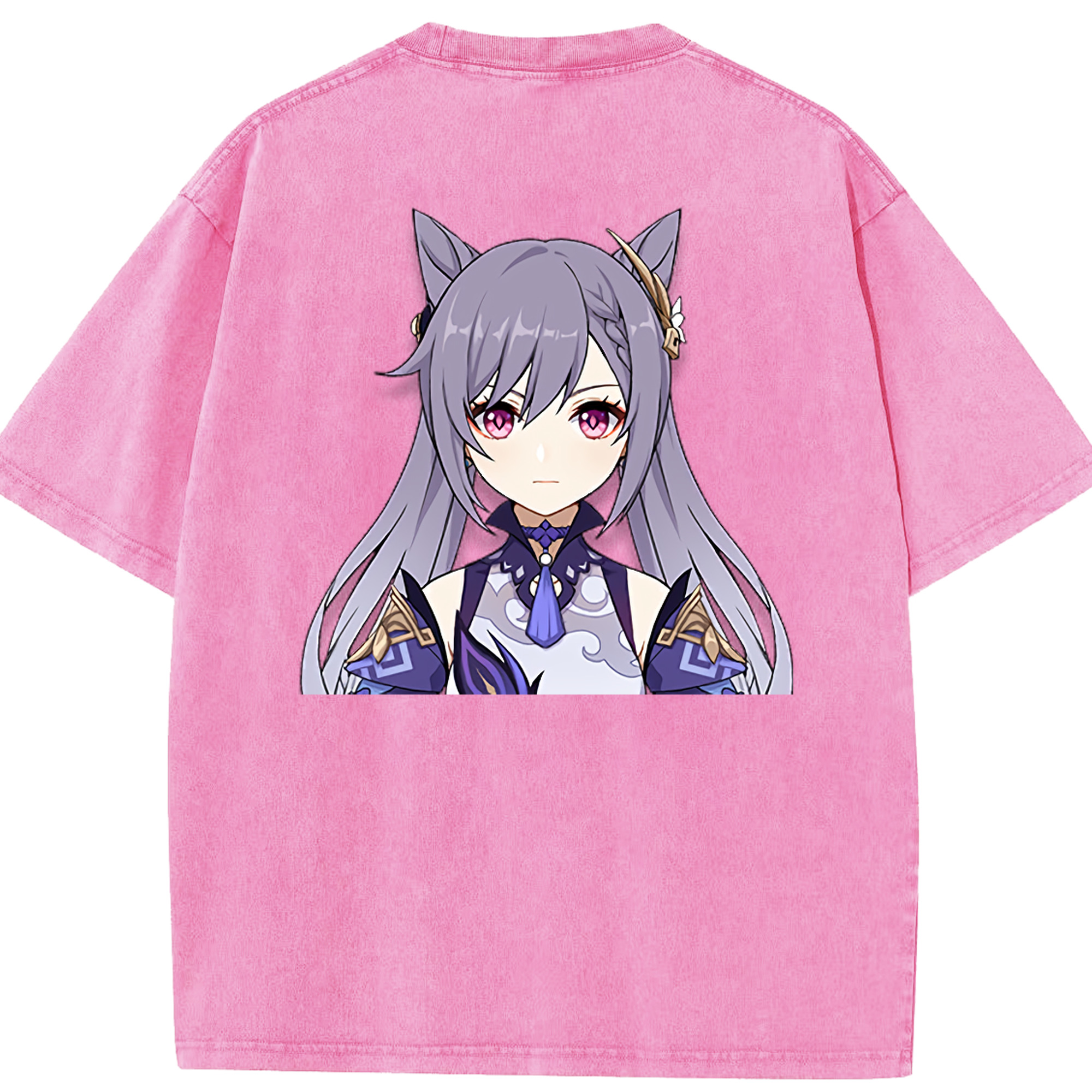 げんし神 刻晴 こくせい genshin Kokusei 綿100% ヴィンテージ風 半袖Tシャツ（背面プリント）